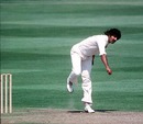 Sarfraz Nawaz sends one down, West Indies v Pakistan, World Cup, 2nd semi-final, June 20, 1979