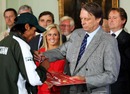 Giles Clarke hands Mohammad Amir his Player-of-the-Series medal, fourth Test, England v Pakistan, Lord's, August 29, 2010