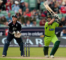 Shahid Afridi swung the bat merrily but couldn't find the boundary enough as Pakistan slid towards defeat, England v Pakistan, 1st ODI, Chester-le-Street, September 10 2010 