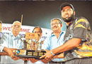 Wasim Jaffer after winning the Corporate Trophy, India Cements v Indian Oil Corporation XI, BCCI Corporate Trophy final, Visakhapatnam, September 8, 2010