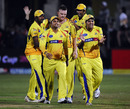 Chennai celebrate the dismissal of David Hussey, Chennai v Victoria, Champions League Twenty20 2010, Port Elizabeth, September 18, 2010