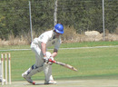 Namibia's Louis van der Westhuizen nudges one into the leg side, Namibia v Uganda, 3rd day, ICC Intercontinental Shield, Windhoek, September 20, 2010