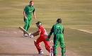 Ed Rainsford seals the win with a last-ball six, Zimbabwe v Ireland, 1st ODI, Harare, September 26, 2010