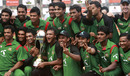 The Bangladesh players pose with the trophy after beating New Zealand 4-0, Bangladesh v New Zealand, 5th ODI, Mirpur, October 17, 2010