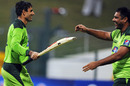 Abdul Razzaq and Pakistan coach Waqar Younis are delighted with the win, Pakistan v South Africa, 2nd ODI, Abu Dhabi, October 31, 2010