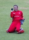 Riki Wessels celebrates Rhinos' entry into the Semi-Finals, Matabeleland Tuskers v Mid West Rhinos, Stanbic Bank 20 Series, Harare, November 19, 2010