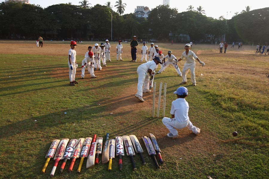 Local youngsters practise at Shivaji Park
