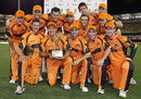Matthew Hayden and the Aussie Fans' XI celebrate their win, ACA All-Stars v Aussie Fans' XI, Brisbane, November 21, 2010