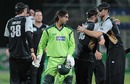 Shoaib Akhtar shakes hands with New Zealand players after the match, New Zealand v Pakistan, 2nd Twenty20, Hamilton, December 28, 2010