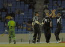 Somerset fielders celebrate after Max Waller dismissed Devon Smith, Somerset v Windward Islands, Antigua, Caribbean T20, Group A, January 14, 2011 