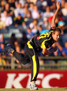Michael Hogan took 4 for 26, rattling Victoria's top order, Western Australia v Victoria, Twenty20 Big Bash, Perth, January 18, 2011