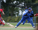Rizwan Mahmood was run out by Hayden Patrizi for exactly fifty, Denmark v Italy, WCL Division Three, Hong Kong Cricket Club, January 22, 2011