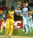 Patrick Cummins celebrates one of four wickets, Tasmania v New South Wales, Big Bash, Hobart, February 1, 2011