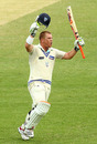 David Warner celebrates his maiden first-class century, New South Wales v Western Australia, Sheffield Shield, Sydney, 1st day, March 11, 2011