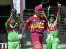 Wicketkeeper Tariq Iqbal and  Aasif Karim celebrate as Brian Lara is caught behind off the bowling of Rajab Ali, Kenya v West Indies, World Cup, Pune, February 29, 1996