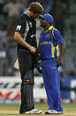 Jacob Oram and Muttiah Muralitharan shake hands, New Zealand v Sri Lanka, Group A, World Cup 2011, Mumbai, March 18, 2011