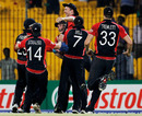 England celebrate a narrow win, England v West Indies, World Cup, Group B, March 17, 2011