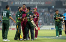 Shahid Afridi congratulates Mohammad Hafeez as Pakistan win by ten wickets, West Indies v Pakistan, 1st quarter-final, World Cup 2011, March 23, 2011