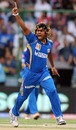 Lasith Malinga knocked over Delhi Daredevils, Delhi Daredevils v Mumbai Indians, IPL 2011, Kochi, April 10, 2011