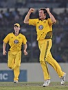 Debutant James Pattinson celebrates his maiden wicket, Bangladesh v Australia, 3rd ODI, Mirpur, April 13, 2011