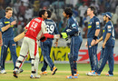 Kumar Sangakkara congratulates Dinesh Karthik on Punjab's win, Deccan Chargers v Kings XI Punjab, April 16, 2011