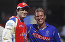 Anil Kumble and Shane Warne pose for the cameras, Royal Challengers Bangalore v Rajasthan Royals, IPL 2011, Bangalore, April 19, 2011