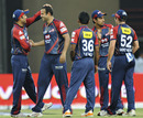 Irfan Pathan is congratulated on dismissing Parthiv Patel, Kochi Tuskers Kerala v Delhi Daredevils, IPL 2011, Kochi, April 30, 2011