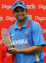 Suresh Raina poses with the winners' trophy, West Indies v India, Only Twenty20, Port of Spain, June 4, 2011