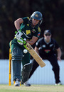 Shelley Nitschke watches the ball on to the bat, Australia Women v New Zealand Women, Rose Bowl, 2nd ODI, Brisbane, June 14, 2011