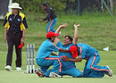 Muhammad Akhtar is ecstatic after snagging a wicket, Austria v Isle of Man, European Championship Division Two Twenty20, semi-final, Waterloo, June 24, 2011 