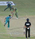 Sohail Tanvir ends Multan's innings by bowling Zulfiqar Babar, Multan v Rawalpindi, Faysal Bank Super Eight T-20 Cup, Faisalabad, June 28, 2011