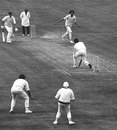 Dennis Lillee bowls Peter Parfitt for 51, England v Australia, 5th Test, The Oval, 1st day day, August 10, 1972