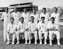 The England XI for the first Test at Old Trafford. Back row, left to right: David Allen, Brian Close, Keith Andrew, John Edrich, Fred Titmus and Mickey Stewart. Front row, left to right: Brian Statham, Colin Cowdrey, Ted Dexter, Fred Trueman and Ken Barrington, England v West Indies, Old Trafford, 4th day, June 10, 1963