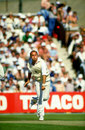 Phil Edmonds bowling against Australia, 1985