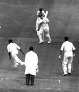 Colin Cowdrey plays one back to the bowler, England v India, 4th Test, Old Trafford, 27 July, 1959