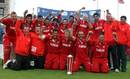 Denmark celebrate their victory in the European Championship Division One Twenty20, Denmark v Italy, European Championship Division One Twenty20 final, St Clement, July 25, 2011