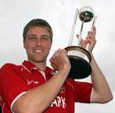 Michael Pederson, the Denmark captain, celebrates his side's triumph, Denmark v Italy, European Championship Division One Twenty20 final, St Clement, July 25, 2011