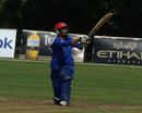 Nowroz Mangal hits one of his seven sixes, Afghanistan v Trinidad & Tobago XI, Summer Festival, 1st match, King City, August 11, 2011