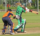 Kim Garth hits the ball towards the off side, Netherlands v Ireland, women's European Championship Twenty20, Utrecht, August 15, 2011