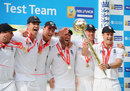 Andrew Strauss and his team-mates strike a jubilant pose, England v India, 4th Test, The Oval, 5th day, August 22, 2011