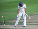 Sajid Mahmood looks back at the damage, Worcestershire v Lancashire, County Championship, Division One, New Road, September 1, 2011
