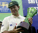 Ricky Ponting with the series trophy, Sri Lanka v Australia, 3rd Test, Colombo, 5th day, March 28, 2004
