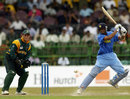 Rahul Dravid cuts away as Mark Boucher watches, ICC Champions Trophy, India v South Africa, 1st Semi Final, 25th September 2002, Colombo (RPS)