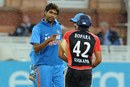Munaf Patel talks to Ravi Bopara, England v India, 4th ODI, Lord's, September 11, 2011