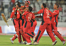 Trinidad & Tobago celebrate their win, Ruhuna v T&T, CLT20 qualifier, Hyderabad, September 19, 2011