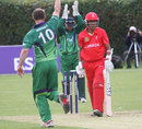 John Mooney bowls Nitish Kumar, Ireland v Canada, Intercontinental Cup ODI, Dublin, September 19, 2011