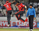 Janaka Gunaratne is ecstatic after dismissing Jacques Du Toit, Leicestershire v Ruhuna, CLT20 qualifier, Hyderabad, September 21, 2011