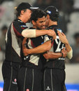 Arul Suppiah celebrates after getting rid of Yusuf Pathan, Kolkata Knight Riders v Somerset, CLT20 qualifier, Hyderabad, September 21, 2011
