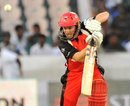 Michael Klinger plays an attacking shot, South Australia v Warriors, Champions League T20, Hyderabad, September 25, 2011