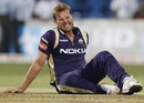 Jacques Kallis grimaces after bowling a ball, Kolkata Knight Riders v Warriors, CLT20, Bangalore, October 1, 2011